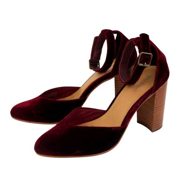Soludos BURGUNDY DARK RED VELOUR HIGH HEEL ALMOND TOE SLINGBACK SHOES Sz 9/39.5 - Picture 2 of 12